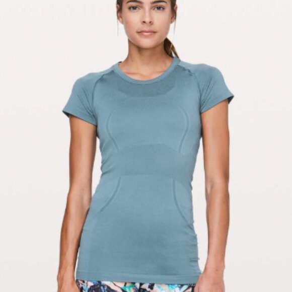Lululemon Swiftly Tech Short Sleeve Crew - Slate Blue - Size 2 - Picture 1 of 4